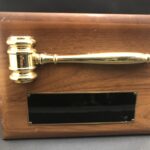 Elliptical Edge Square Corner Genuine GOLD GAVEL Walnut Plaque