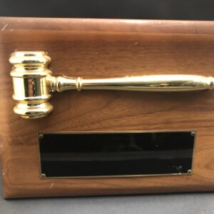 Elliptical Edge Square Corner Genuine GOLD GAVEL Walnut Plaque